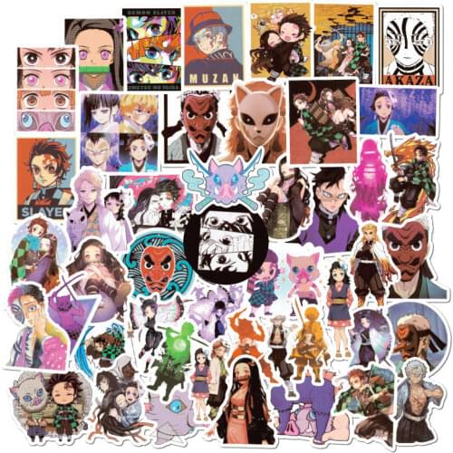 50pcs Anime Demon Slayer Kimetsu No Yaiba Sticker Skateboard Motorcycle Guitar Kids Girl Graffiti Waterproof PVC Stickers