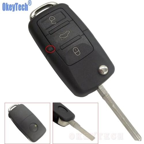 OkeyTech New Car Remote Flip Key Case Shell For Volkswagen VW Jetta Golf Passat Beetle Polo Bora 3 Buttons Uncut Replacement Fob