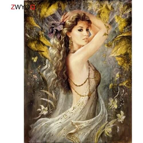Full Square Diamond embroidery Cross stitch girl Leaf DIY 3D Diamond painting Full Round Diamond mosaic girl Leaf Yarn skirt