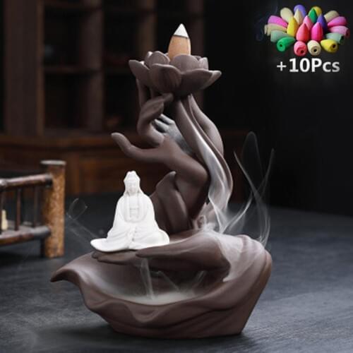 Hot Creative Tower Incense Ceramic Burner Fragrance Holder Backflow Censer Creative Aromatherapy Smoke Reflux Incense burner