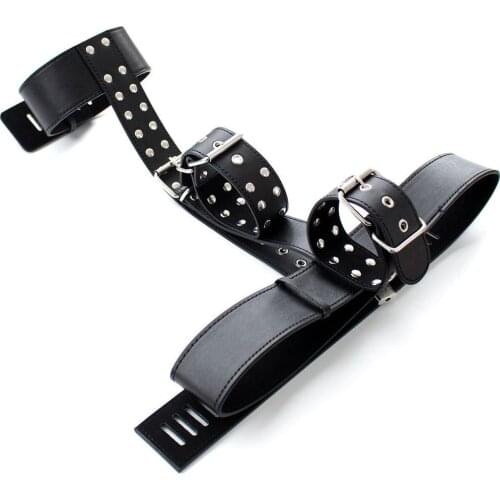 Slave Leather Upper Body Harness Bondage Strap Belts with Behind Back Handcuffs Collar Restraints for Bdsm Erotic Games Sex Toys