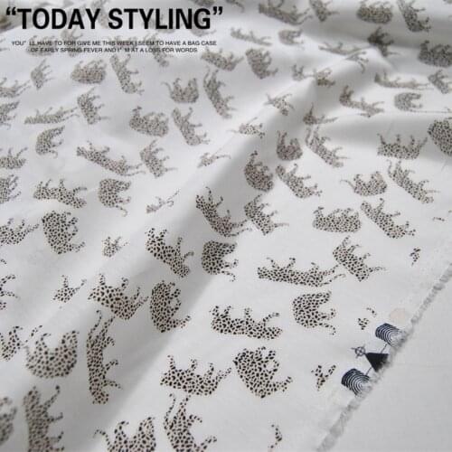 LEO&LIN Beige Leopard Large Wide Silk Cotton Silk Clothing Cloth Fabric DIY Textile Tissue