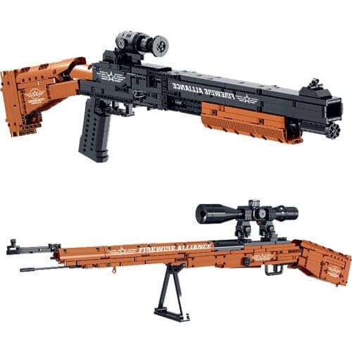 Military Series Shooter M4 Shooting Gun 98K Sniper Rifle M1897 Shooting Gun Advanced Model Building Block Puzzle Set Toy