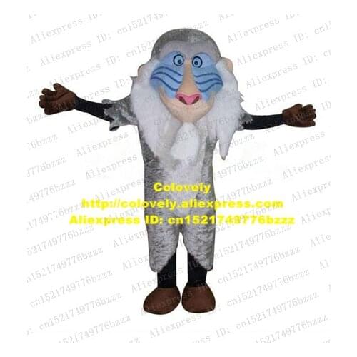Vivid Brown Rafiki Mandrill Monkey Lion King Mascot Costume With Brown Gloves Red Triangle Nose Long White Beard No.4302 Free Sh