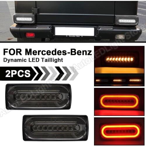 1Set Smoked For Benz G-Class W463 G500 G550 G55 G63AMG 90-18 Dynamic LED Taillight Turn Signal Rear Fog Brake Running Lamp