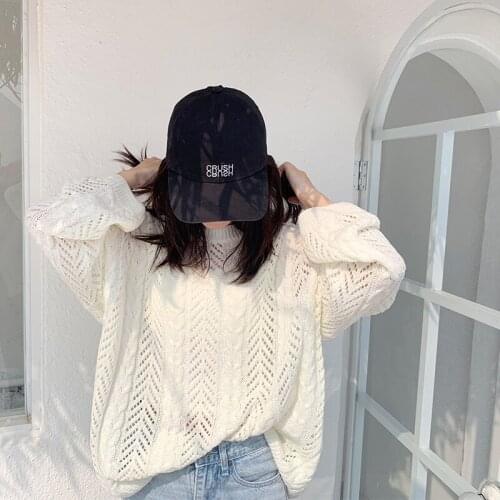 2021 Spring And Summer New Sweater Womens Loose And Lazy Style Thin Cut Knitting Long Sleeve Top
