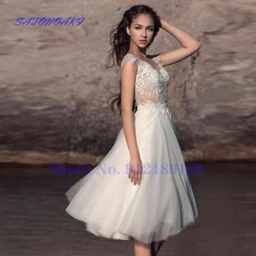 Boho Summer Short Wedding Dresses 2021 Knee Length Beach Lace Tulle Cap Sleeves Bride Gown Vestidos De Novia Robe Mariée France