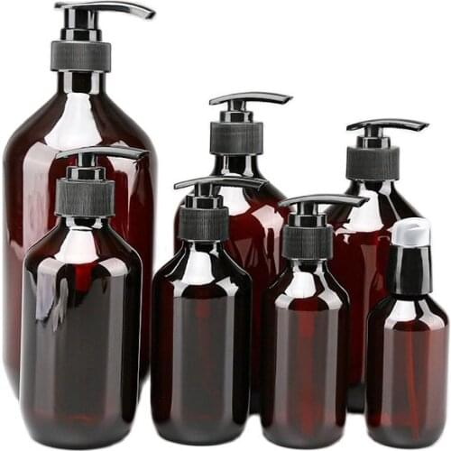 100~500ml Plastic Lotion Pump Bottle Amber Hand Sanitizer Bathroom Soap Dispensers Refillable Shampoo Shower Gel Bottle 10pcs