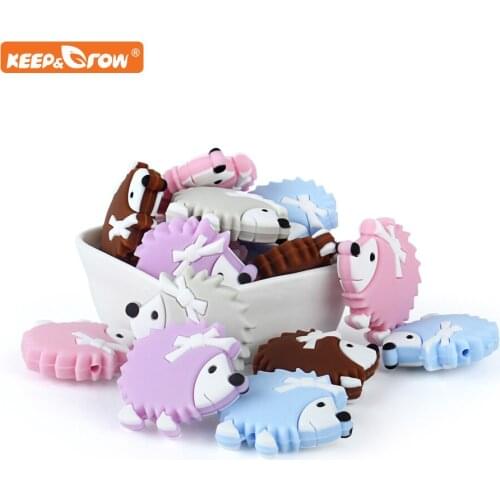 Keep&grow 10Pcs Silicone Beads Hedgehog Baby Products Teething Toys For DIY Jewelry Making BPA Free Mordedor Silicone Beads