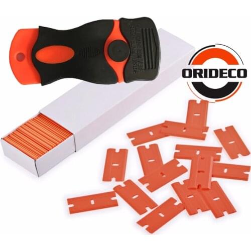 100pcs Double Edged Blade +Auto Glass Cleaning Razor Scraper Foil Film Wrapping Squeegee Vinyl Car Wrap Sticker Accessories