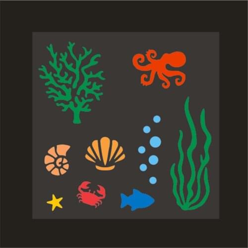 13*14 undersea Cover templat scrapbook stencils spray plastic mold shield DIY cake hollow Embellishment printing lace ruler