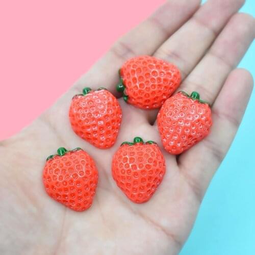 20Pcs Mini Cute Strawberry Flatback Resin Cabochon Simulation Fake Food Scrapbooking Craft DIY Phone Decoration Accessories
