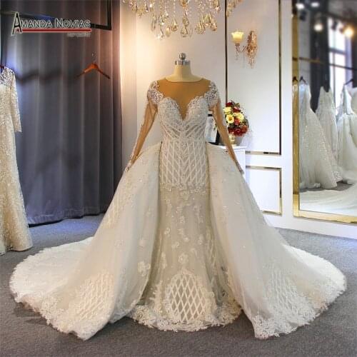 2022 Wedding Gowns Luxury Full Beading Mermaid Wedding Dresses With Detachable Train