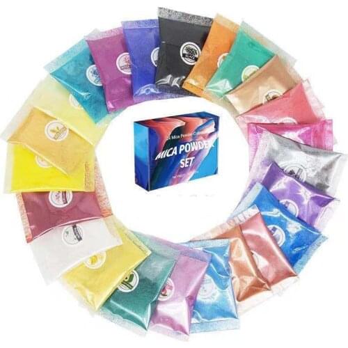 24 Pcs Mineral Mica Powder Epoxy Resin Natural Dye Pearlescent Pigment Diy Handmade Soap Coloring Pearl Powder Kit Art Nail Tool