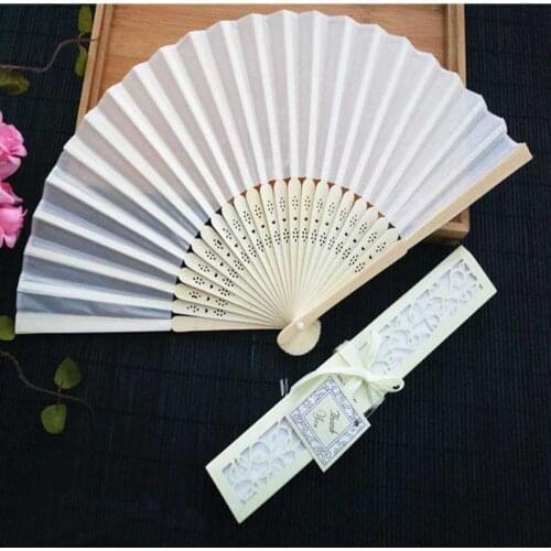 250pcs/lot Personalized Luxurious Silk Fold hand Fan in Elegant Laser-Cut Gift Box +Party Favors/wedding Gifts+printing