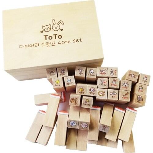 4 sets/lot Cute Animal Rabbit Wooden Stamp Diary Pattern Stamp Rubber Stamp DIY Clear Stamps Gift Wholesale