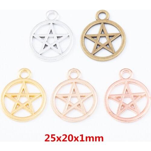 40 pieces of retro metal zinc alloy star pendant for DIY handmade jewelry necklace making 7864