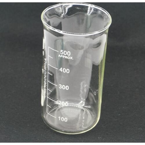 500ml Tall Form Beaker Chemistry Laboratory Borosilicate Glass Transparent Beaker Thickened with spout FREE SHIP