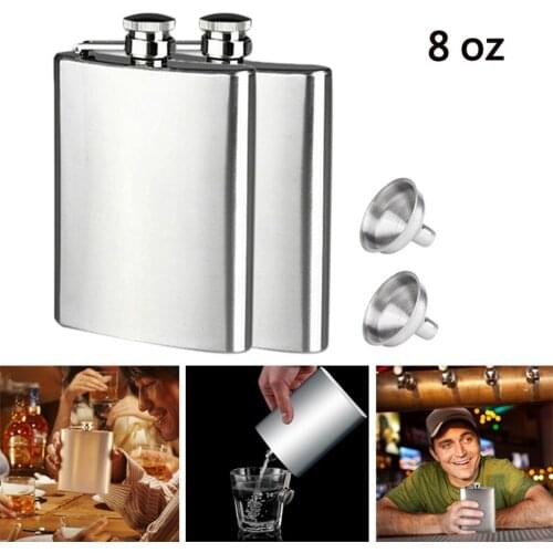 8oc Stainless Steel Hip Flasks Pocket Hip Flask Alcohol Whiskey Liquor Screw Cap Funnel Liquor Hip Flask