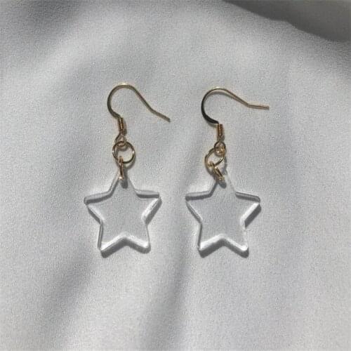 Star Acrylic Earrings, Clear Acrylic Earrings, Ear Wire Star Earrings, Star, Transparent Star Earrings, Star Jewelry, Handmade J