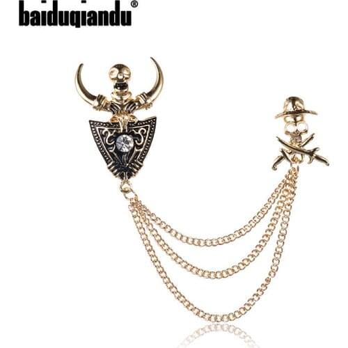 Baiduqiandu Gold / Silver Color Plated Mens Suit Skull Lapel Pins Brooch