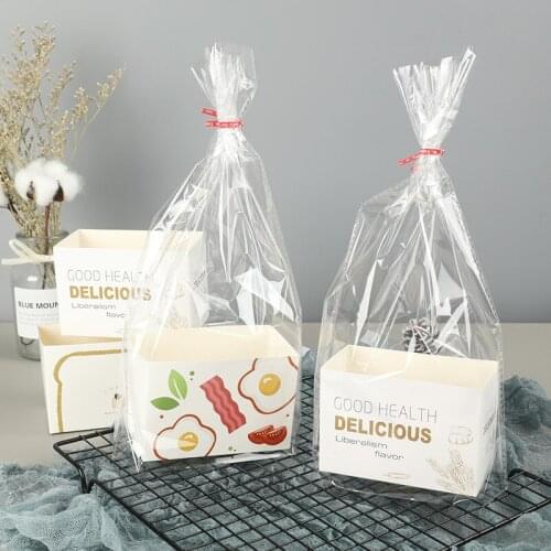 Paper Bread Bag Sandwich Bag White Box Wrapping Paper Cardboard Hamburger Box Food Grade Bread Bake Pastry Shop Bakery Bag 50pcs