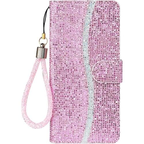 Glitter Wallet Flip Cover case For Samsung Galaxy A72 A52 A21S A71 A41 A51 A12 A02S A32 M51 Note20 S21 Plus S10E Case Shockproof