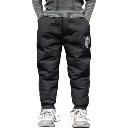 Childrens clothing boys new Korean winter trouserswinter clothing plus velvet thickened feet zipper cotton trousers