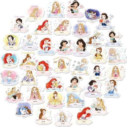 Disney 40pcs cartoon princess stickers cute stickers mobile phone water cup notebook waterproof decoration stickers