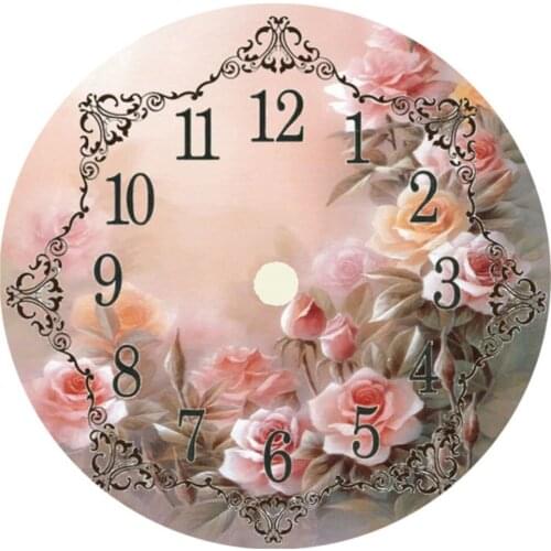 Dpsprue 5D Diamond Painting Kit With Clock Cross stitch Full Square Round Diamond Embroidery Mosaic Pink Flower Gift