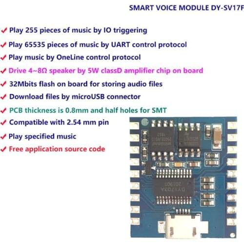 DY-SV17F Audio Module Mini MP3 Player IO Trigger USB Download Flash Voice Module Dropship
