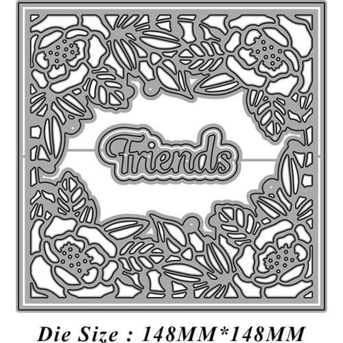 Friends Flowers Background Frame Metal Cutting Dies Cut Die Mold Card Scrapbooking Paper Craft Knife Mould Blade Punch Stencil
