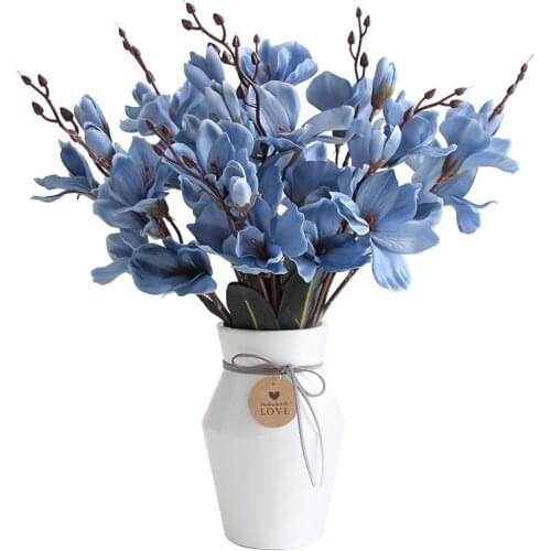 Magnolia Silk Artificial flower Bouquet 5 forks Magnolia Wedding DIY Party Table Home Decoration Fake Flower for Vases Decor