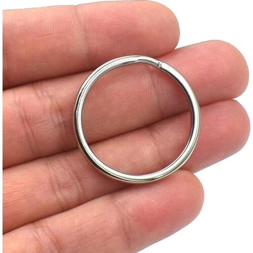 10pcs/lot 20/25/28/30/35mm Round Surface Stainless Steel Key Ring Round Split Key Chain For DIY Jewelry Making Accessories