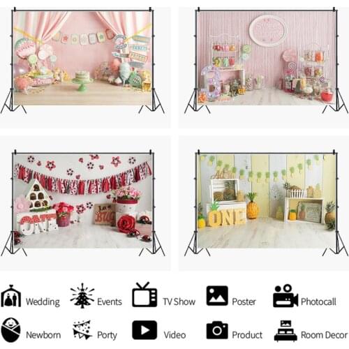 Beautiful Interior Picture Baby Happy Birthday Backdrop Party Child Room Decoration Photography Studio Photos Custom Background