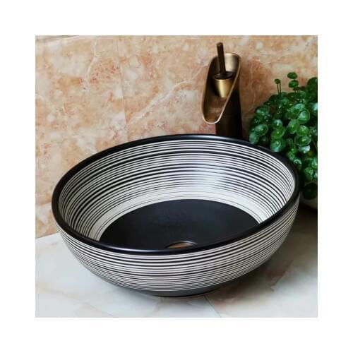 Bathroom Round Ceramic Vessel Sink Vanity Artistic Basin with Pop up Drain Combo AB248