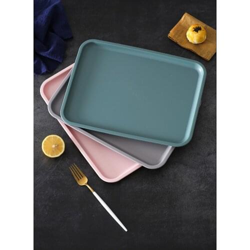 Square Household Food Tray Drink Vegetable Plastic Plate Creative Fruit Multi-purpose