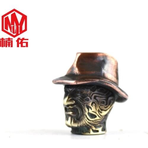 Brass Retro Distressed Cattle Ami Kaji Knife Bead Outdoor Paracord Bead Backpack Accessories