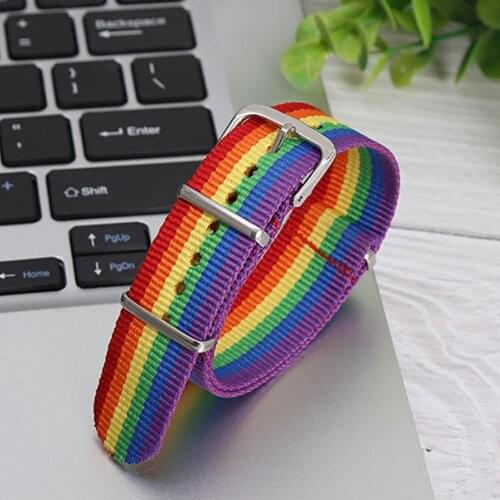 Lesbian Pride Jewelry Rainbow Bracelet Nylon Watch Pride Wristband Women For Men Gifts Bracelet Band Adjustable LGBT U5T4