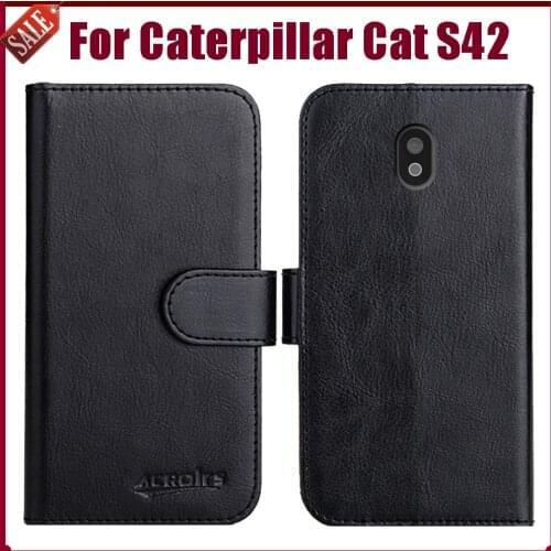 Hot! Caterpillar Cat S42 S32 Case 5.5" Fashion 6 Colors Flip Soft Leather Wallet Protective Cover Case Card Solts Phone Bag