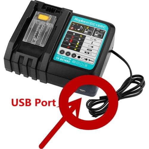 Li-ion Battery Charger Replacement Power tool Battery Charger for Makita 7.2V -18V BL1830 Bl1430 DC18RA DC18RC EU PLUG+ USB Port