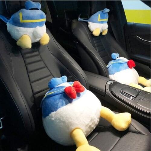Cartoon Plush Car Pillow Lumbar Support Cushion Cartoon Cute Creative Headrest Car Neckpillow