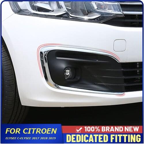 For Citroen Elysee C-Elysee 2017 2018 2019 ABS Chrome Front Foglight Trims Cover Head Fog Lamp Cover Strips Auto Parts
