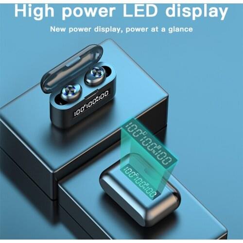 Earphones Charging Box Wireless Headphone TWS Bluetooth 5.0 9D Stereo Sports Waterproof Earbuds Headsets With Microphone LED