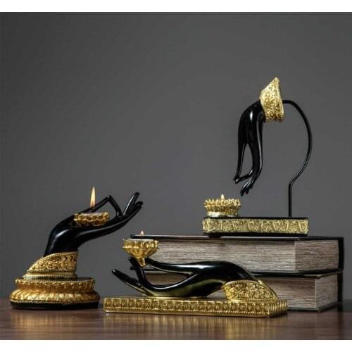 Bergamot Candlestick Resin Finger Gesture Candle Holder Decor Buddha Hand Cndlestick Gsture Candle Cup Zen ornaments Home craft