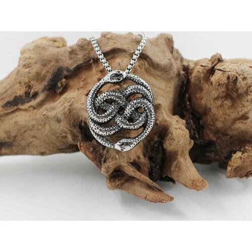 [316L Stainless Steel] Fashion Creative Big Magic Domain Double Snake Pendant, Personalized Lingering Double Snake Pendant Gift