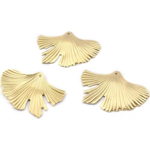 10pcs Raw Brass Ginkgo biloba Leaf Charms Pendant For Handmade Women Fashion Necklace Jewelry Findings Making