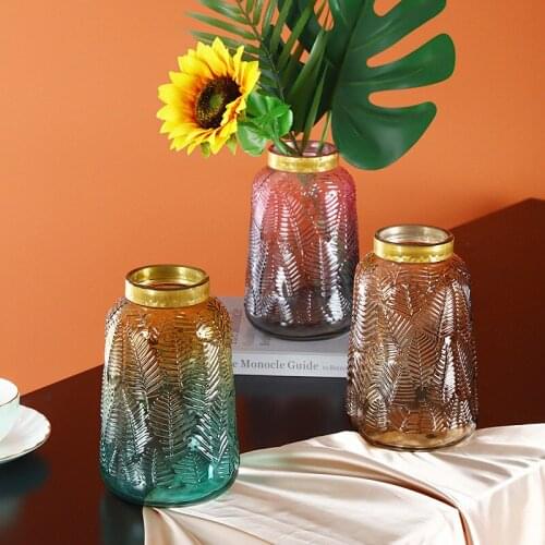 Nordic Style Transparent Glass Vase Decoration Living Room Dried Flower Flower Arrangement Flower Creative Water Planter Home