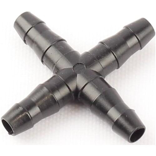 300pcs 4/7mm Soft Pipe Barbed Straight Cross Connector 4-Way Water Splitter Sprinkling Irrigation Tube Fittings