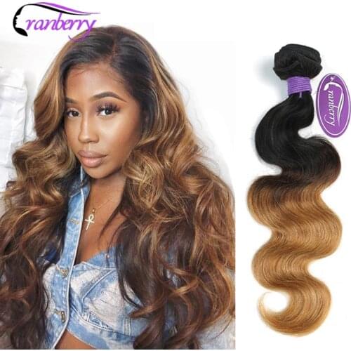 Cranberry Ombre Hair Bundles 3 Tone Brazilian Body Wave Human Hair Ombre Bundles Deal 3Pcs/Lot Machine Double Weft Non Remy Hair